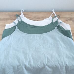 Amazon Women's Camisole 3-Pack in Light Blue, Sage & White Linen
